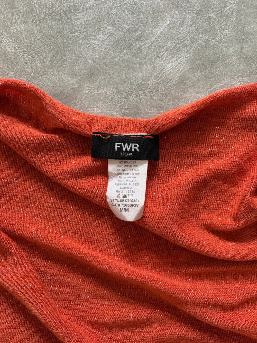 Y2K Burnt Orange Sparkly Cropped Bolero Shrug Long Sleeve Front Tie | Boho Fairy - Picture 6 of 10
